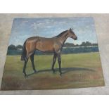 Five unframed oils of equestrian studies