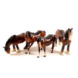 Two Beswick shire plus two other horses