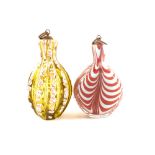 Two Victorian ovoid coloured glass scent bottles