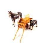 A Beswick style pottery horse plus one other horse and cart