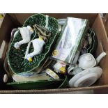 A box of various china plates etc