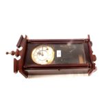 A mahogany striking wall clock plus a Victorian meat plate