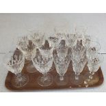 Two sets of six Waterford crystal cut glass wine glasses,