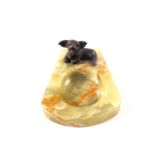 An onyx and bronze Pekingese dog ashtray