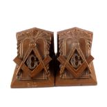 Withdrawn A pair of bronzed Masonic bookends