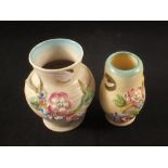 Two Clarice Cliff floral vases