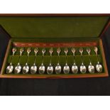 Withdrawn A cased set of twelve silver Royal Horticultural Society floral spoons