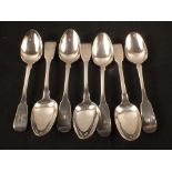 Seven various silver spoons,