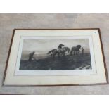 Herbert Dicksee etching 'The Last Furrow', signed bottom left,