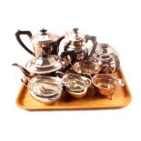 Two silver plated four piece tea sets