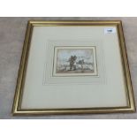 A 19th Century English school watercolour of a beech scene plus a pen and watercolour of a