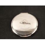 A Georg Jensen silver compact designed by Harald Nielson in circular form,