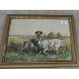 Rene Valette (1874-1956) watercolour of two spaniels, signed bottom right,