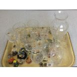 A tray of various cut glass to include Waterford and Bohemia vases and glasses etc