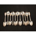 Eleven various silver teaspoons