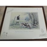 Ros Goody framed print titled 'The Cheshire Beagles at the Riddings, Lea Green Hall',