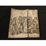 A circa 18th Century ivory plaque with incised black picture depicting a parlour scene,