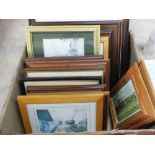 Two boxes of various pictures