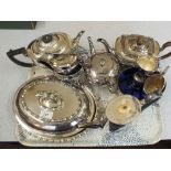 Items of silver plate to include teapots,