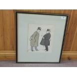 George Goursat (1863-1934) hand coloured lithograph of two upstanding gentlemen,