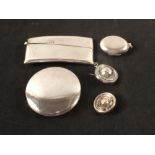 A mixed lot of silver items including a card case,