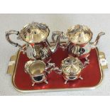 A silver plated four piece tea set