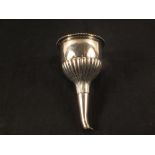 A Georgian silver wine funnel with reeded decoration, mark W.E.