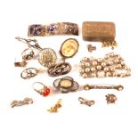 A mixed lot of jewellery including brooches, earrings, necklaces,
