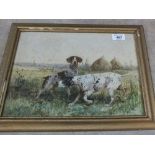 Rene Valette (1874-1956) watercolour of two spaniels, signed bottom right,