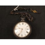 A gents silver pair cased key wind pocket watch with Stephenson Leiston label