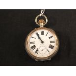 A Goliath 8 day pocket watch in white metal case