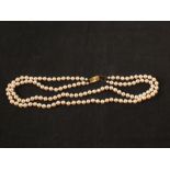 A double string of pearls with 9ct gold clasp