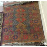 A Persian rug with repeating medallions,