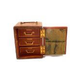 A Victorian gilt tooled leather three drawer travelling safe