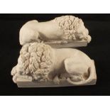 A pair of Canova lion models