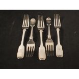 Five silver forks,