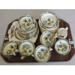 A Birks porcelain floral part tea set