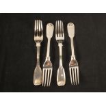 Four silver forks (one as found),
