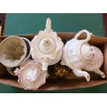 Five china jelly moulds,