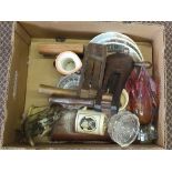 A mixed lot including bird scarer's, grooming kit, collectors plates,