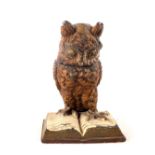 A cold painted owl inkwell