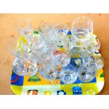 Various cut drinking glasses (two trays)