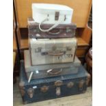 Five assorted vintage travelling trunks in various sizes