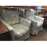 Two Multiyork florally upholstered armchairs