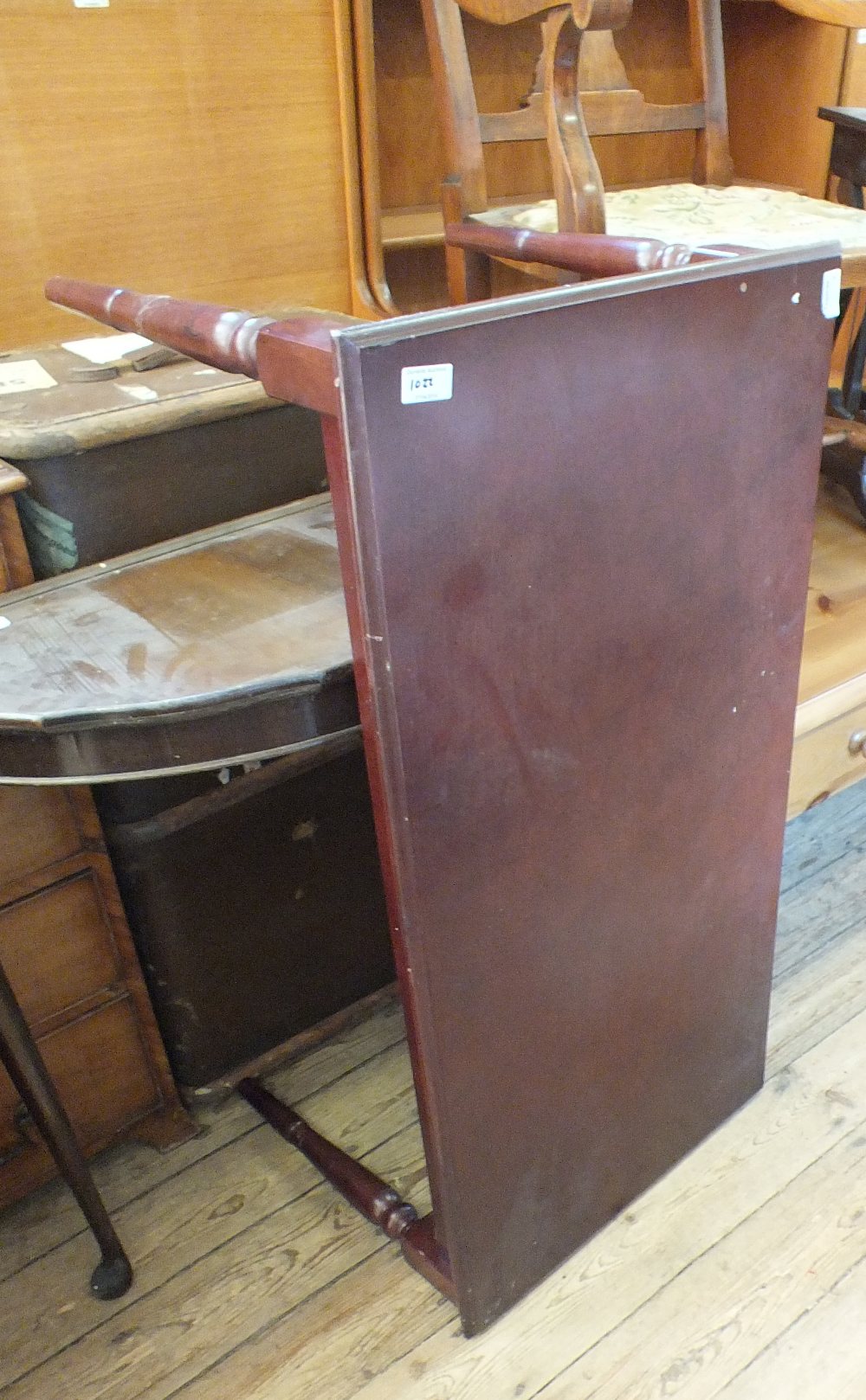 An oak elbow chair, a vintage travelling trunk, a demi-lune side table, - Image 3 of 3