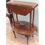 A small mahogany flap leaf occasional table and one other occasional table