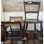 A faux bamboo stool, an Edwardian child's chair,