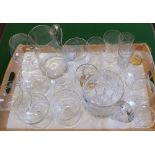 Various items of cut and other glass including decanter,