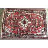 A small Hamadan rug, 34" x 23" plus an Egyptian Kelim rug,