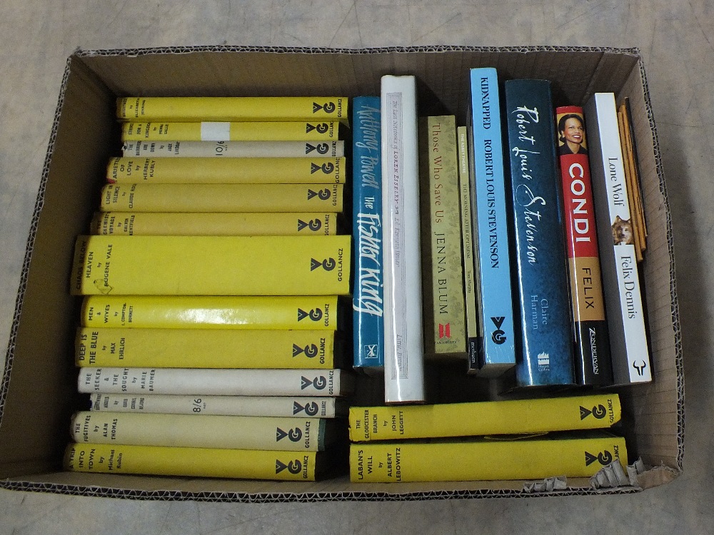 Various volumes on literature and biographies including Gollancz yellow jackets (two boxes)